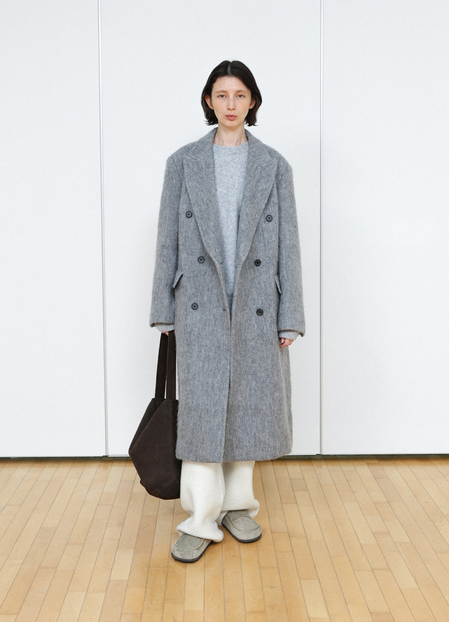 LEVAR Hairy Alpaca Blended Classic Coat - Charcoal