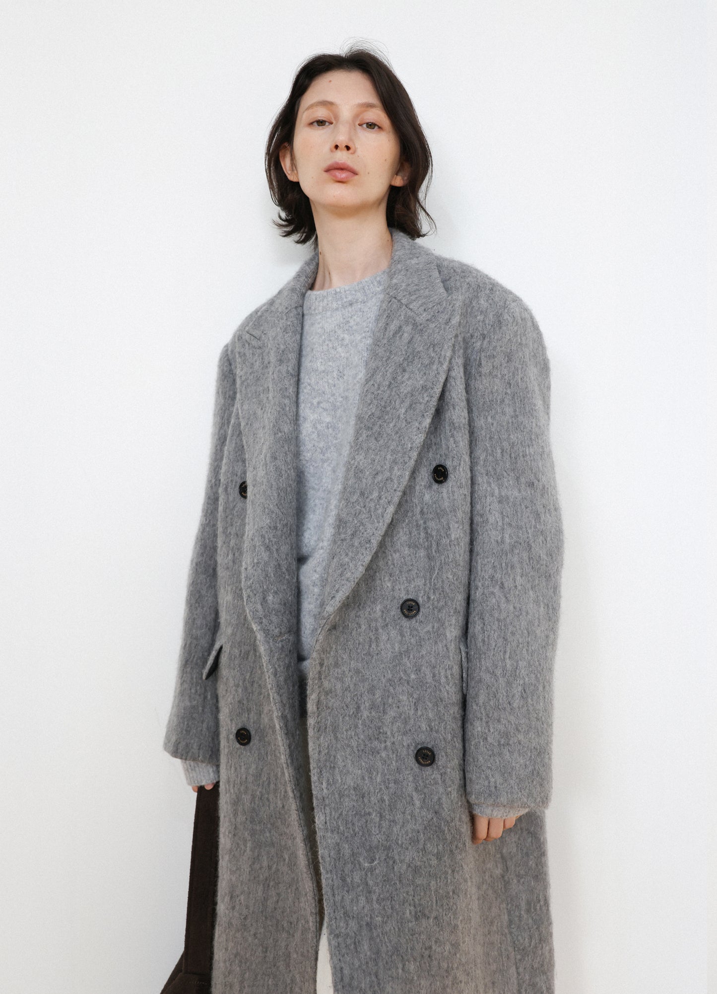 LEVAR Hairy Alpaca Blended Classic Coat - Charcoal