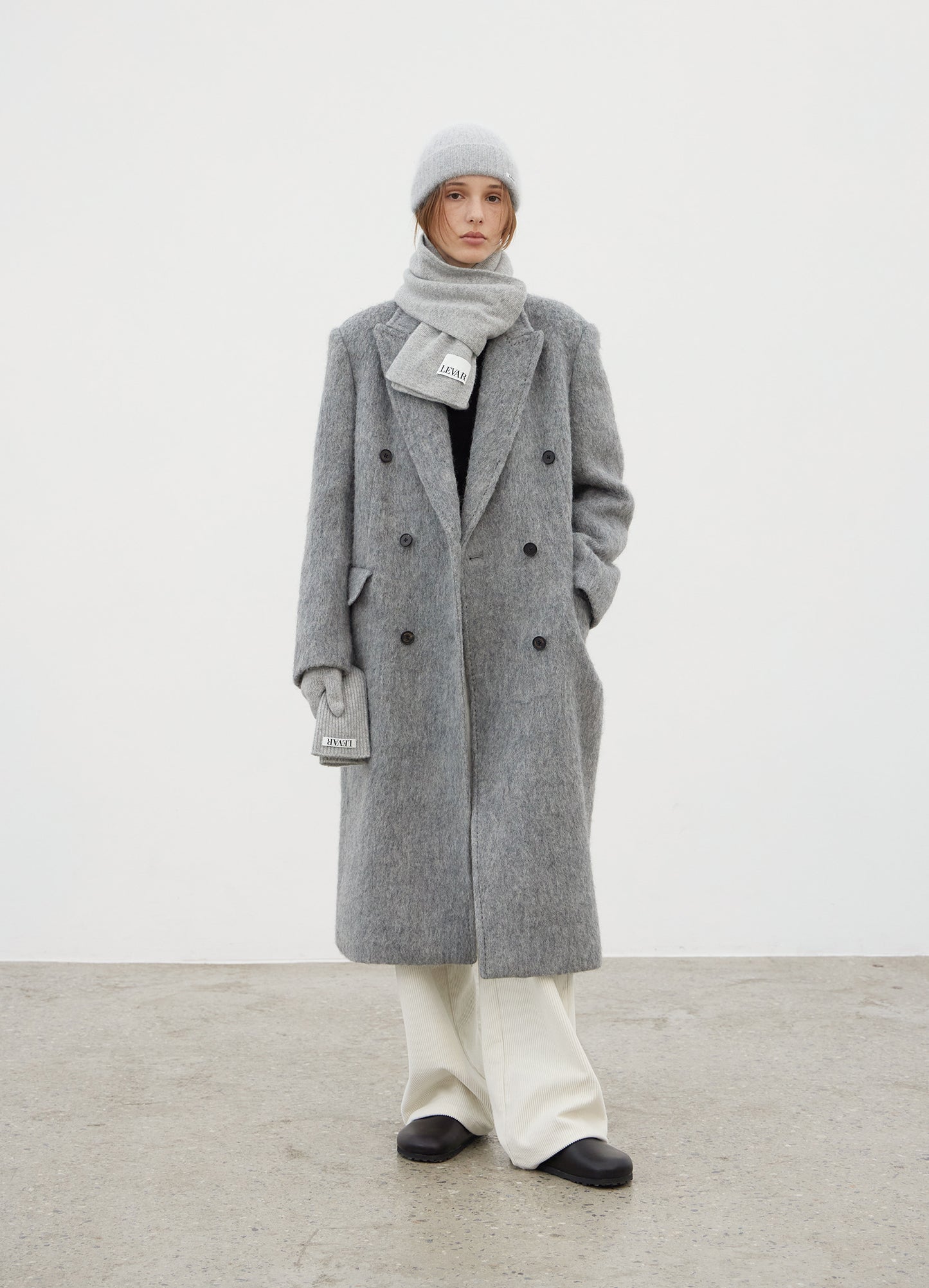 LEVAR Hairy Alpaca Blended Classic Coat - Charcoal