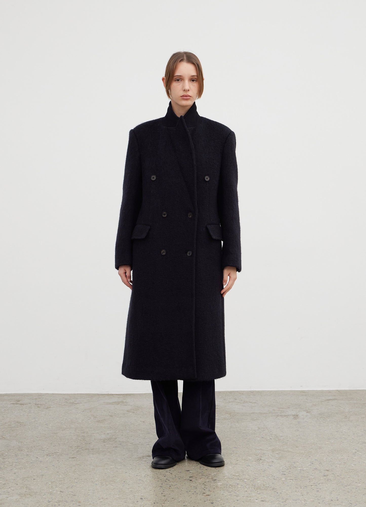 LEVAR Hairy Alpaca Blended Classic Coat - Black