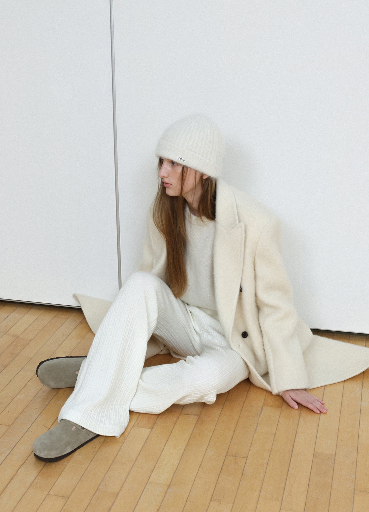 LEVAR Hairy Alpaca Blended Classic Coat - Vanilla Cream