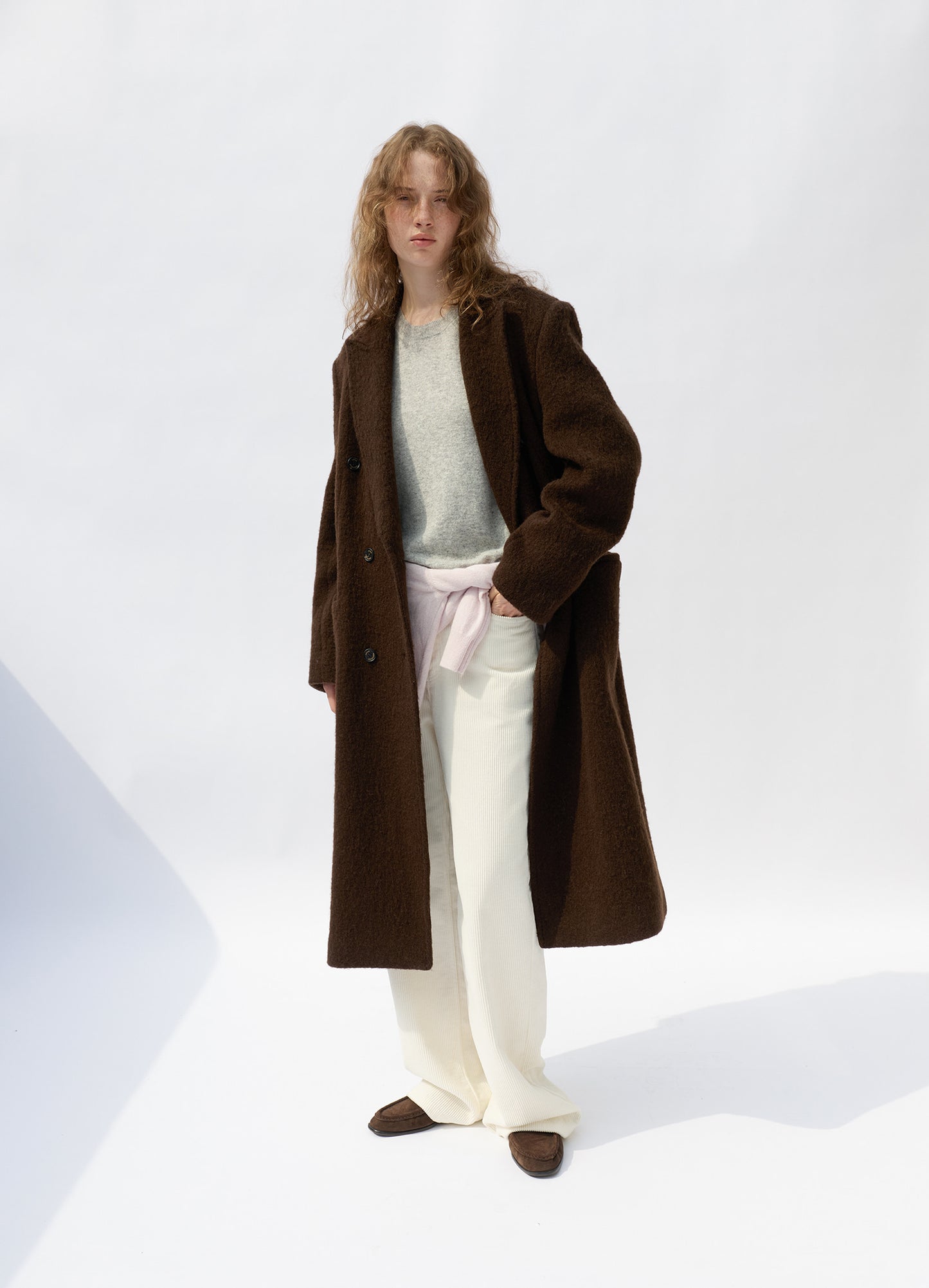 LEVAR Hairy Alpaca Blended Classic Coat - Umber Brown