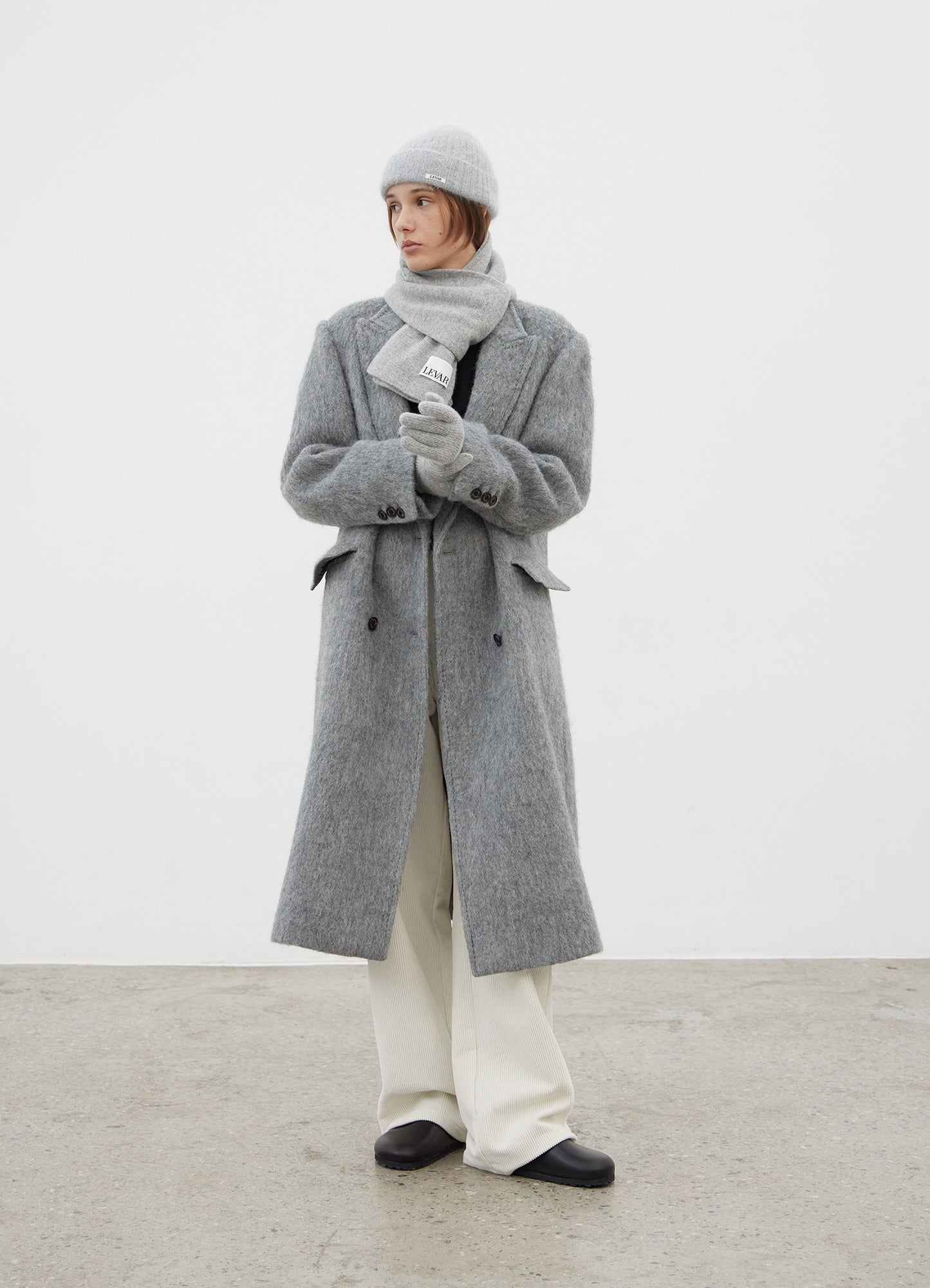 LEVAR Hairy Alpaca Blended Classic Coat - Charcoal