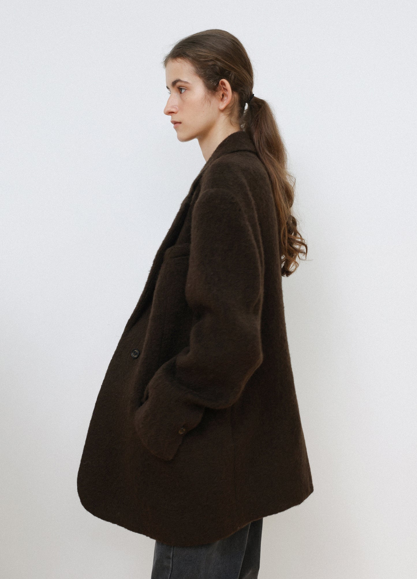 LEVAR Hairy Alpaca Blended Single Jacket - Umber Brown