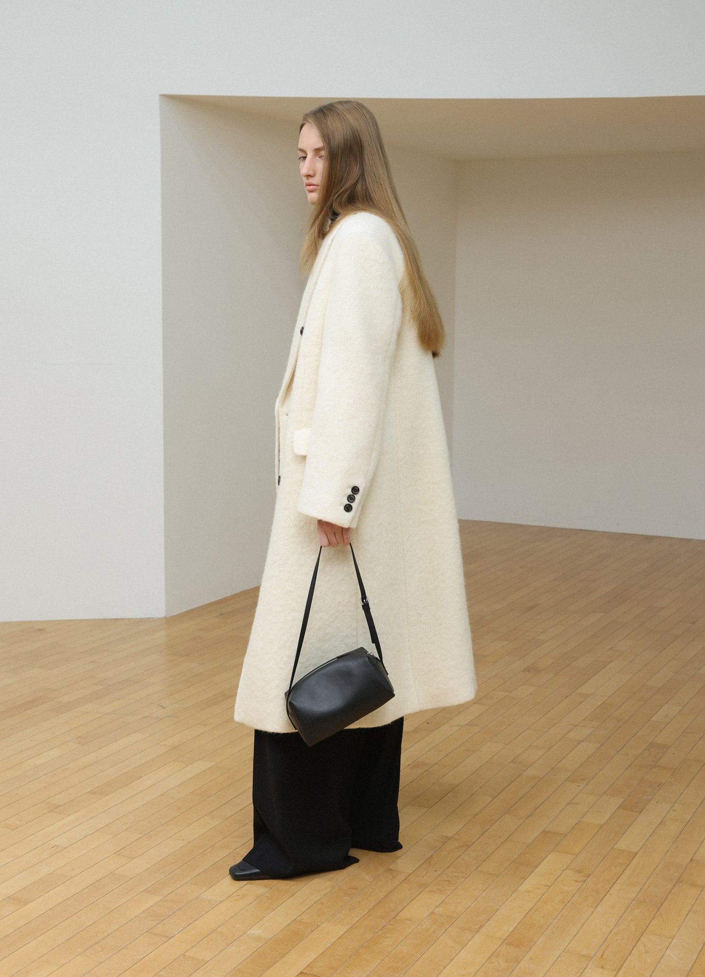 LEVAR Hairy Alpaca Blended Classic Coat - Vanilla Cream