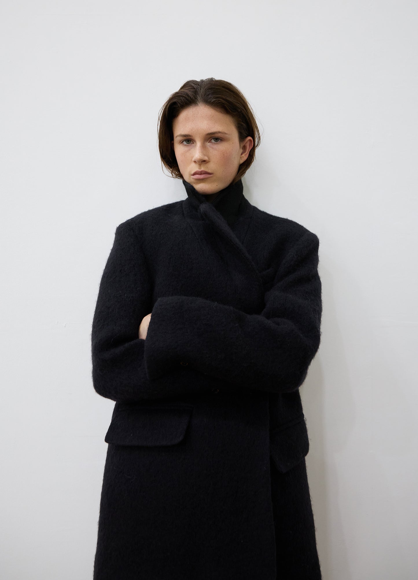 LEVAR Hairy Alpaca Blended Single Jacket - Black