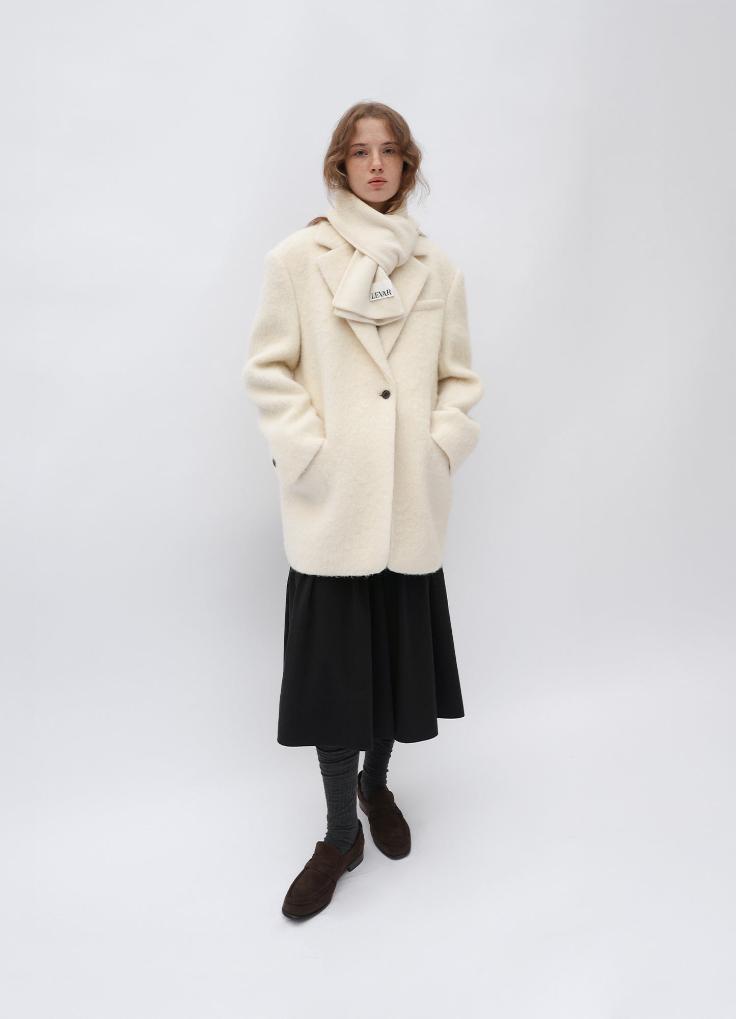 LEVAR Hairy Alpaca Blended Single Jacket - Vanilla Cream