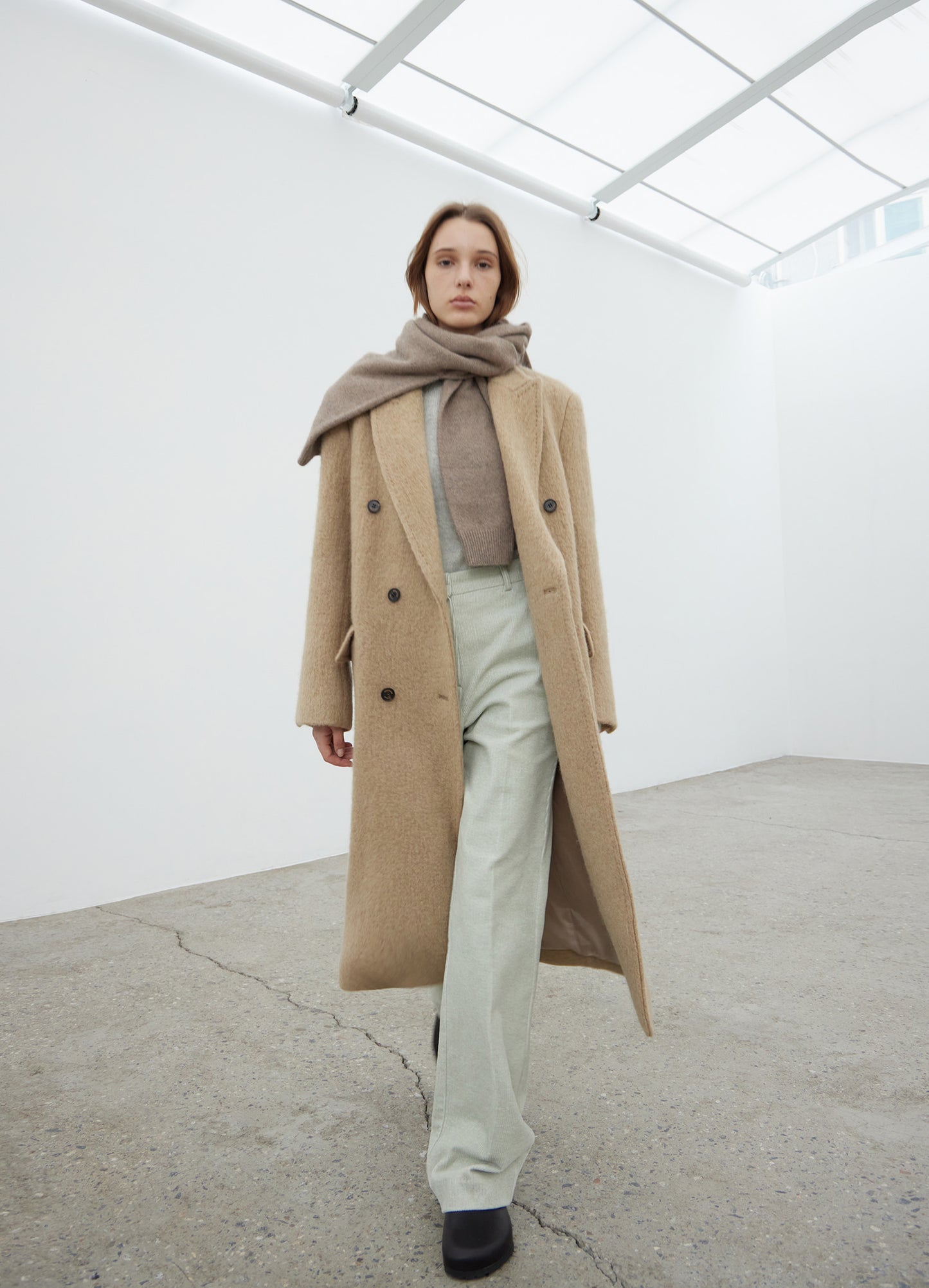 LEVAR Hairy Alpaca Blended Classic Coat - Beige