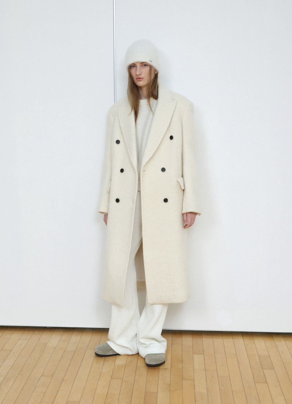 LEVAR Hairy Alpaca Blended Classic Coat - Vanilla Cream