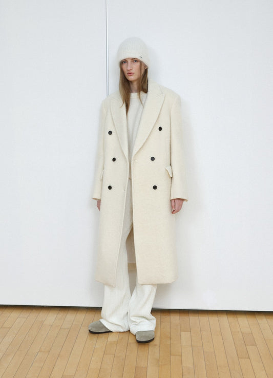 LEVAR Hairy Alpaca Blended Classic Coat - Vanilla Cream