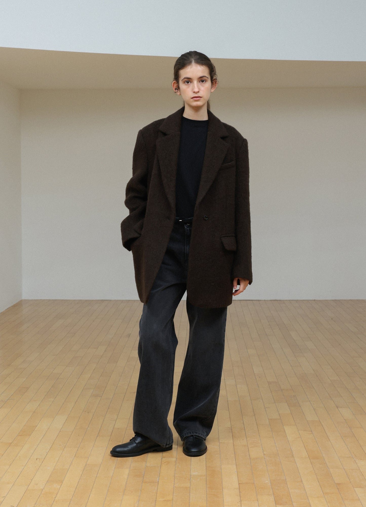 LEVAR Hairy Alpaca Blended Single Jacket - Umber Brown