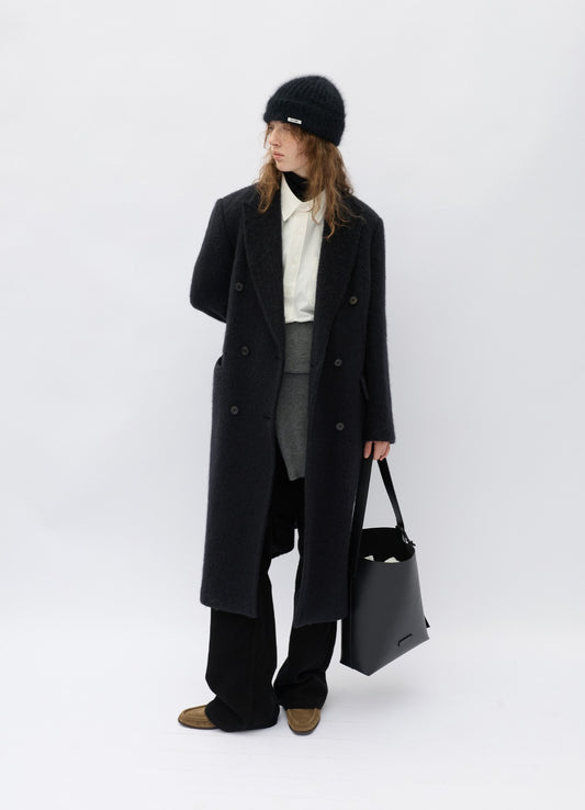 LEVAR Hairy Alpaca Blended Classic Coat - Black