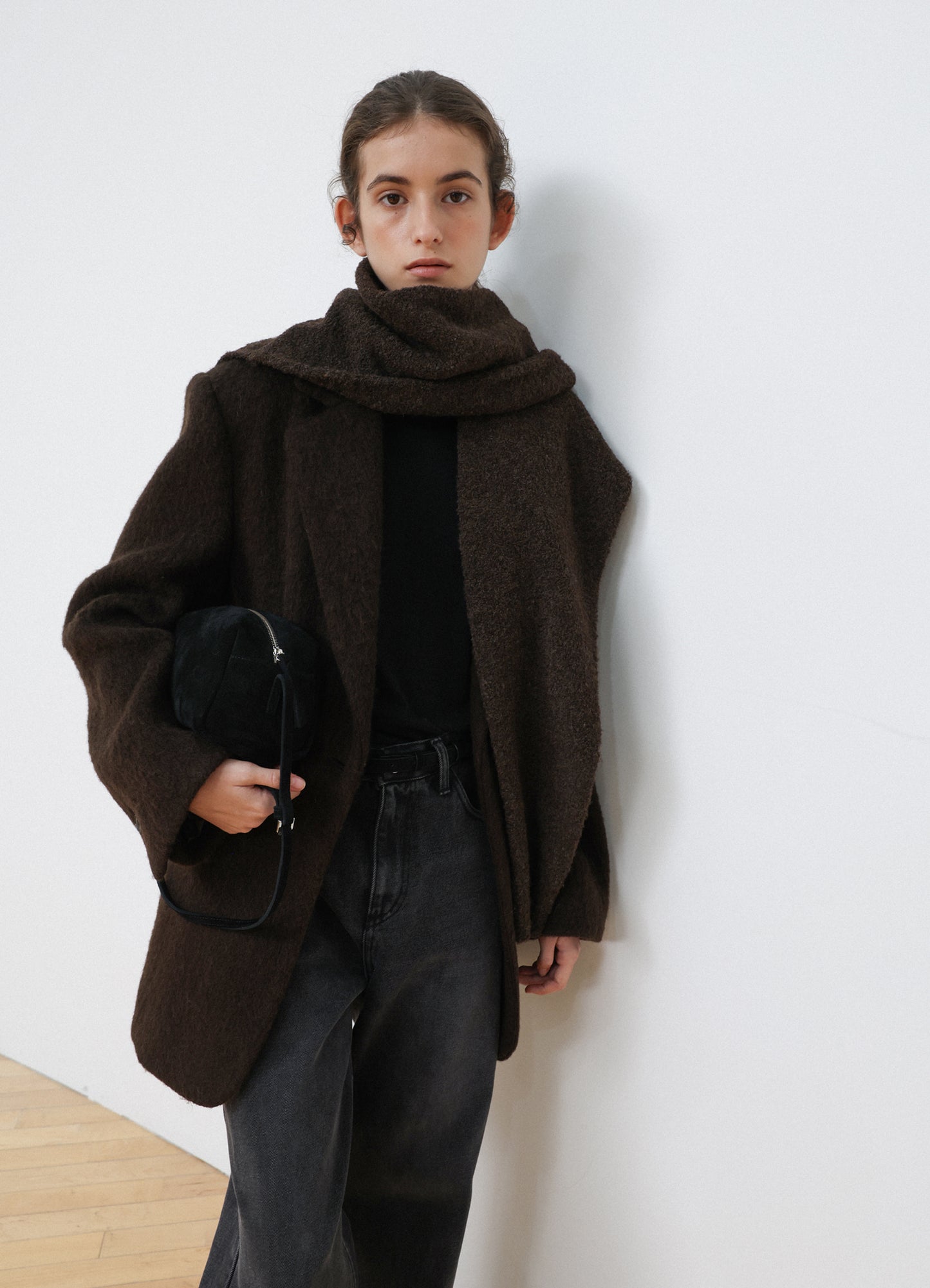 LEVAR Hairy Alpaca Blended Single Jacket - Umber Brown