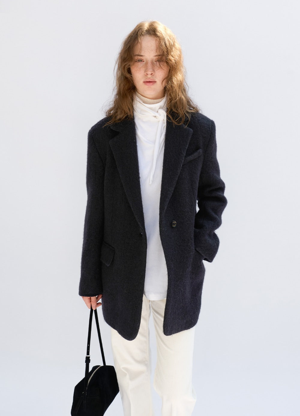 LEVAR Hairy Alpaca Blended Single Jacket - Black