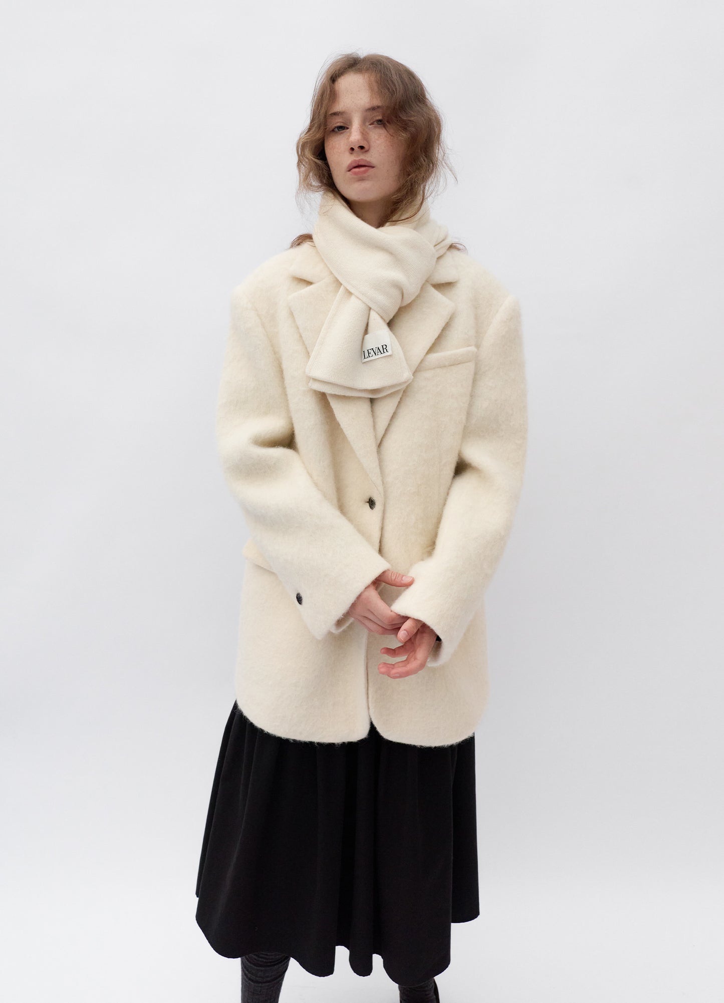 LEVAR Hairy Alpaca Blended Single Jacket - Vanilla Cream