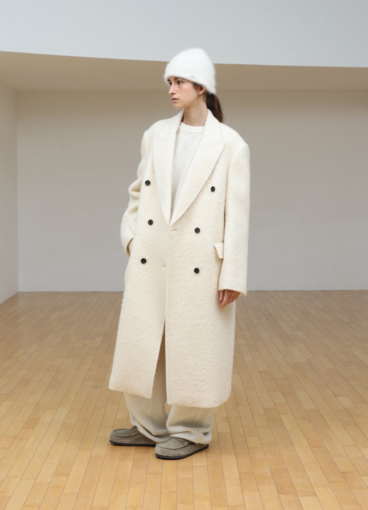 LEVAR Hairy Alpaca Blended Classic Coat - Vanilla Cream