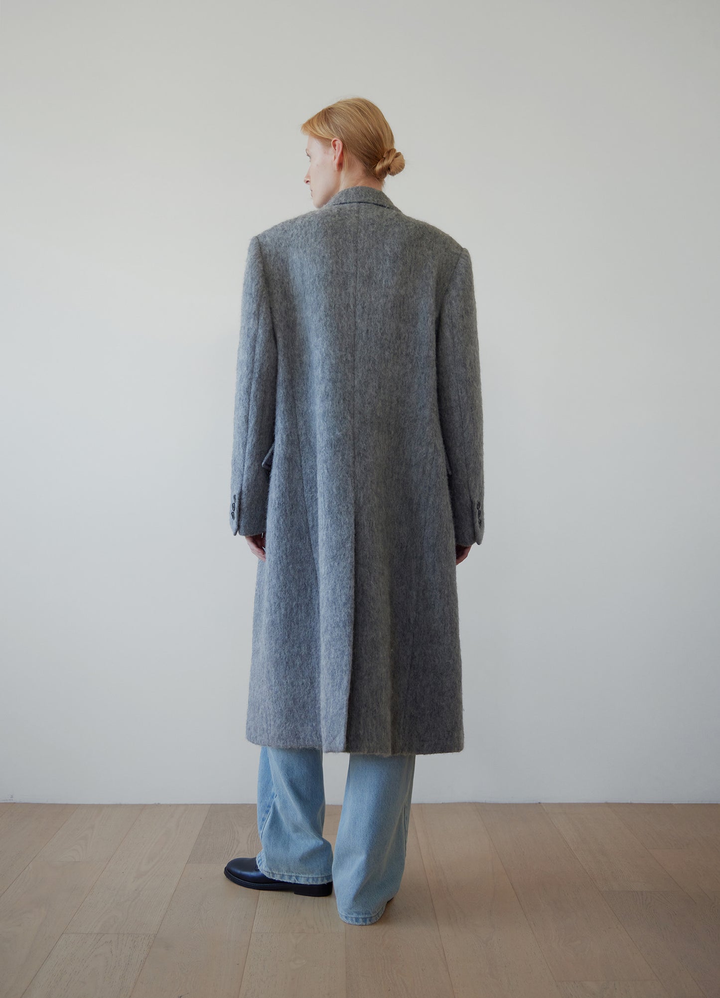LEVAR Hairy Alpaca Blended Classic Coat - Charcoal