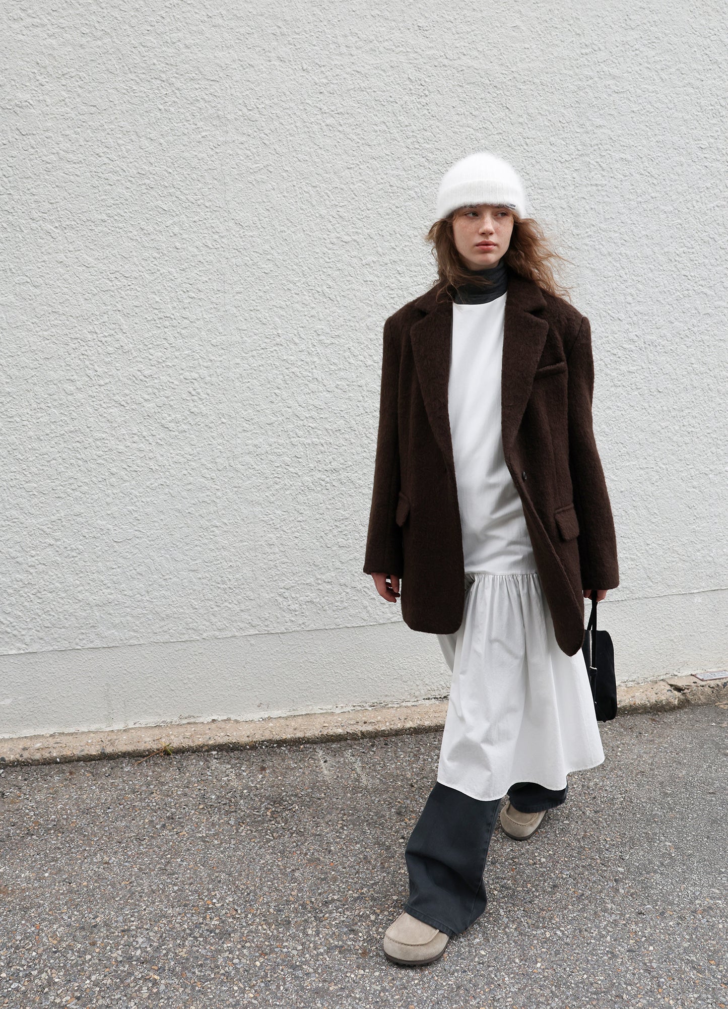 LEVAR Hairy Alpaca Blended Single Jacket - Umber Brown