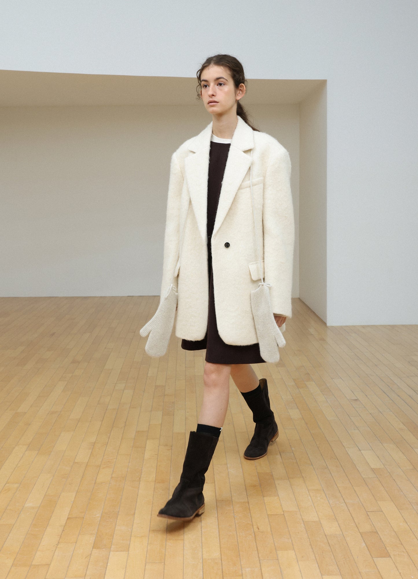 LEVAR Hairy Alpaca Blended Single Jacket - Vanilla Cream