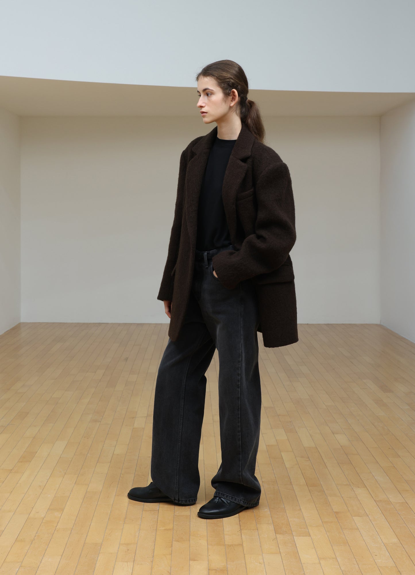 LEVAR Hairy Alpaca Blended Single Jacket - Umber Brown