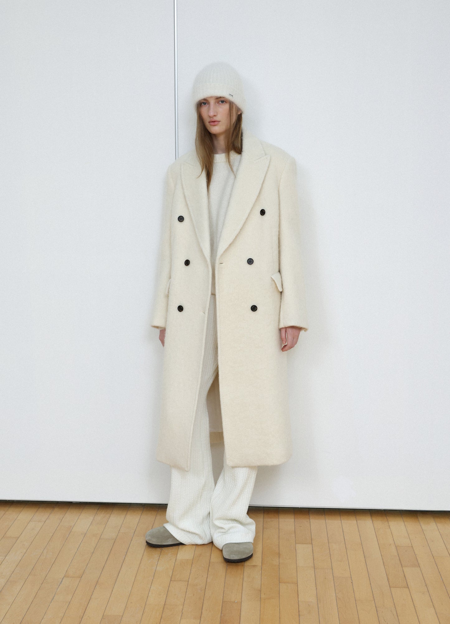 LEVAR Hairy Alpaca Blended Classic Coat - Vanilla Cream