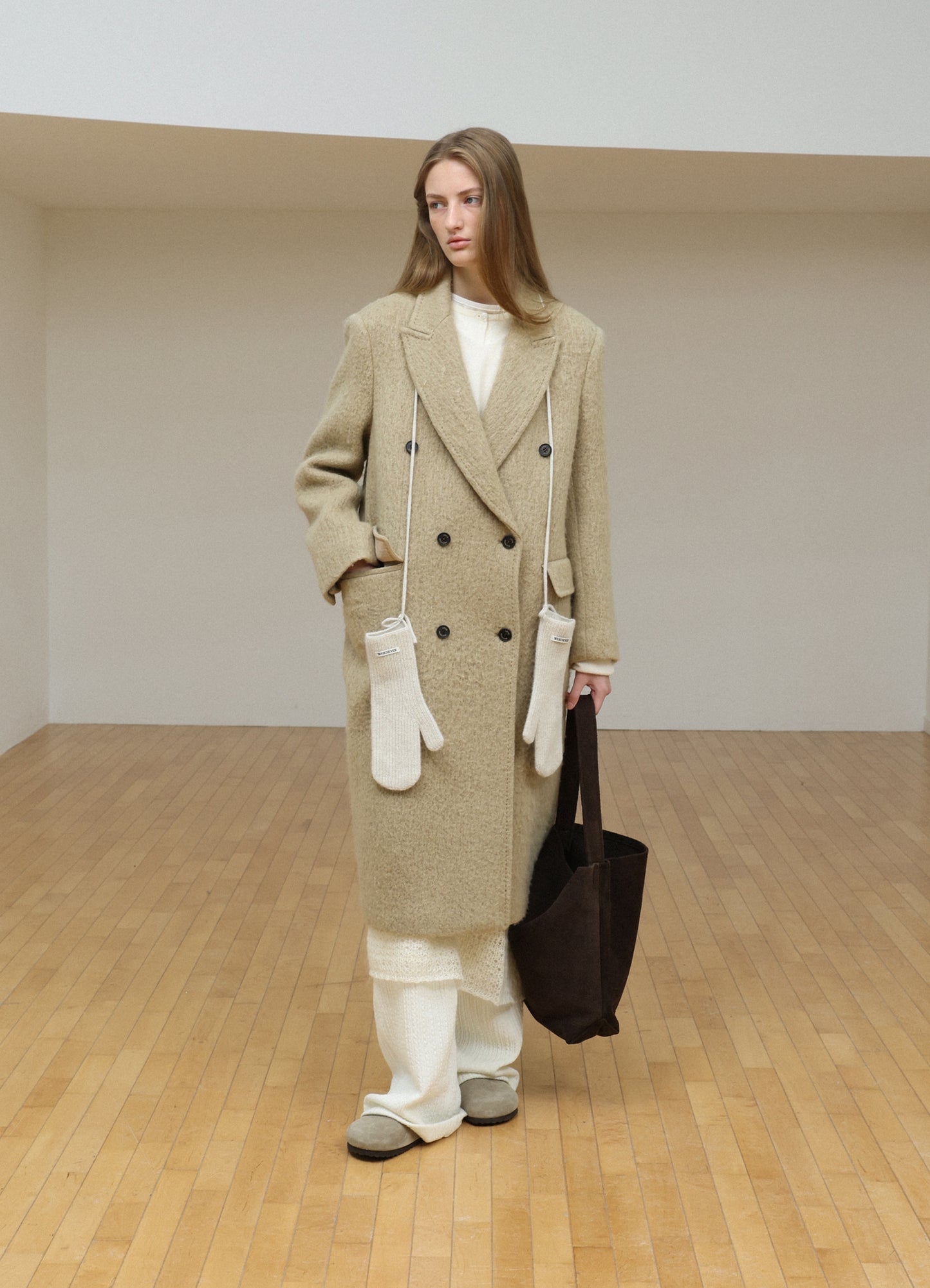 LEVAR Hairy Alpaca Blended Classic Coat - Beige